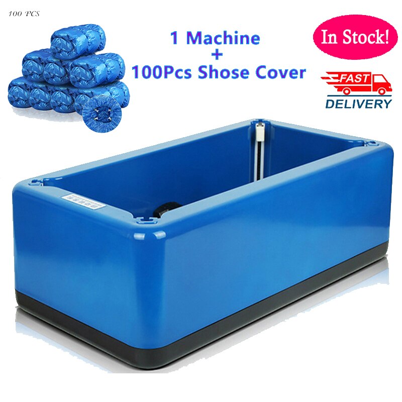 Automatic Shoe Cover Dispenser 100pcs Shoe Covers Automatic Machine One-time Film Machine Foot Set Shoes Home Office: Blue(100pcs cover)