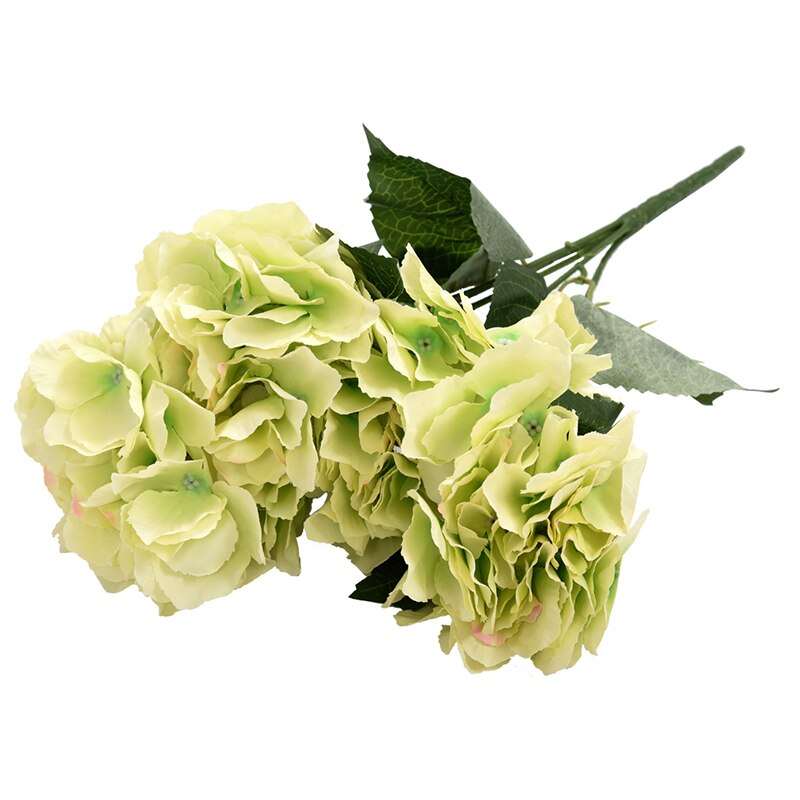 Kunstig hortensia blomst 5 store hoder bukett (diameter 7 " hvert hode) grønn: Grønn