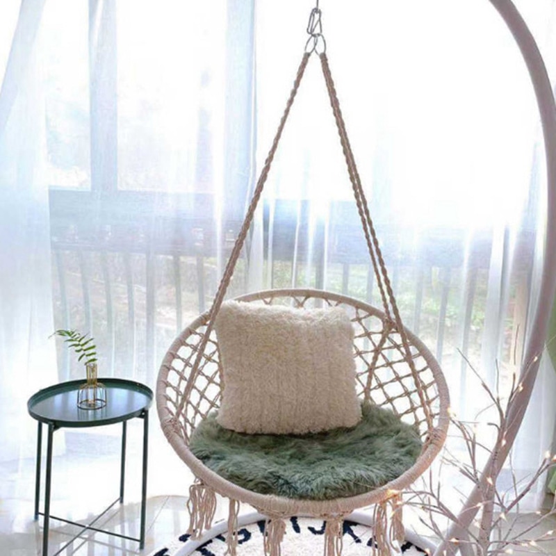 Indoor Outdoor Hammock Chair Macrame Swing,Cotton Rope Hanging Chair Swing Chairs,Baby Cradle,Pets Bed