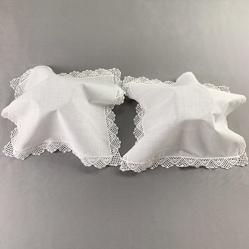 Sæt  of 12 bryllup brude lommetørklæder 12 x 12 "hvid bomuld hæklet blonder hankie damer hanky vintage bryllup lommetørklæde