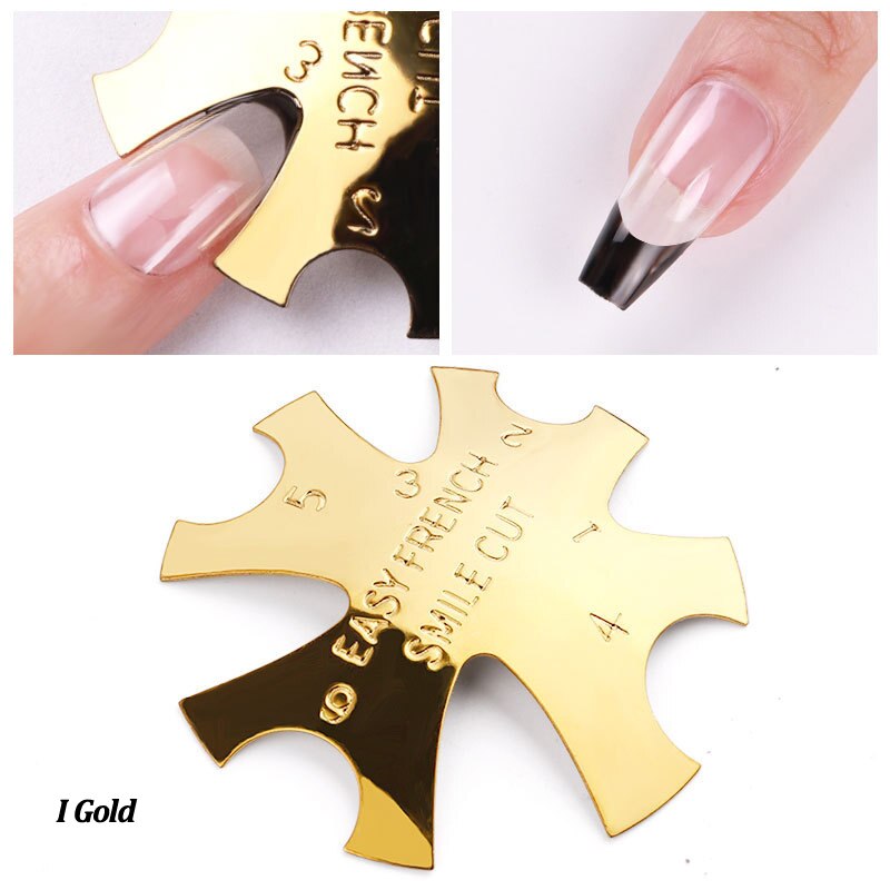 Pro 12 Style Easy French Smile Cut V Line Edge Trimmer Nail Cutter Almond Nail Stencil Styling Mold French Manicure Tools: SKY BLUE