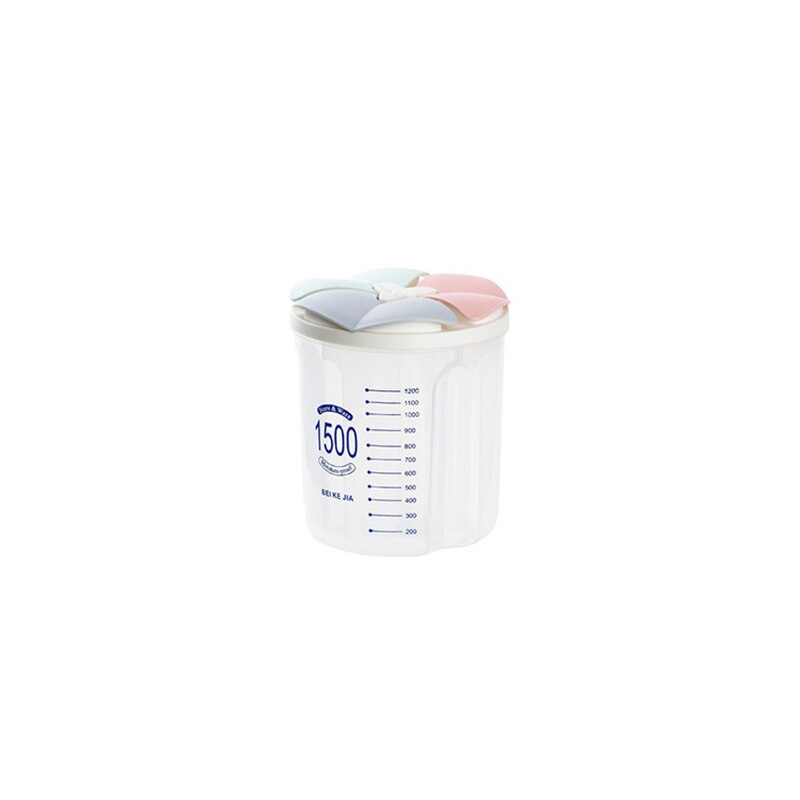 2/3/4 gitter roterende plast korndispenser oppbevaringsboks kjøkken mat ris container oppbevaring mel korn oppbevaring flaske krukke: 3 rutenett 1500ml