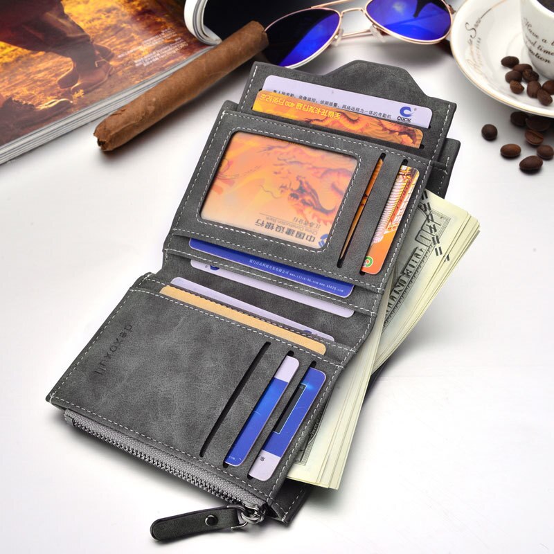 Top Wallet Men Soft Leather wallet with removable card slots multifunction men zipper wallet purse male clutch