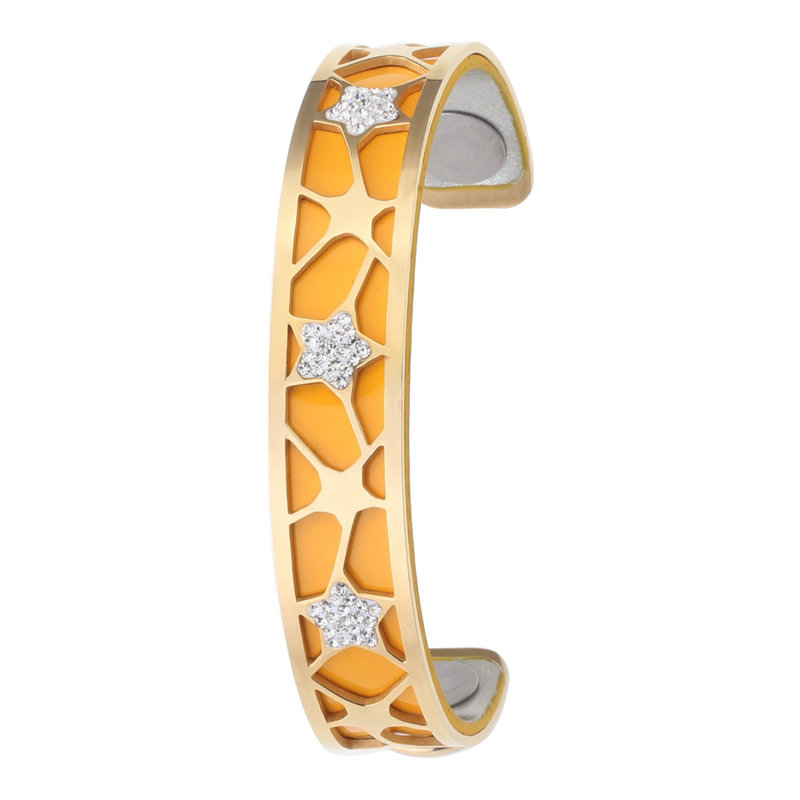 Koaem kobiety ze stali nierdzewnej ze stali nierdzewnej bransoletki bangle wymienne skóry wykwintne biżuteria złoto wypełnione Cz gwiazda bransoletka mankietowa: BC0092005