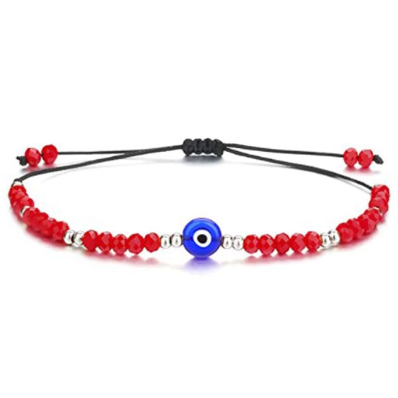 Pulseras de cuerda de 7 nudos hechas a mano, pulseras de cuerda roja con abalorios de mal de ojo, pulsera de Amistad tejida ajustable apilable