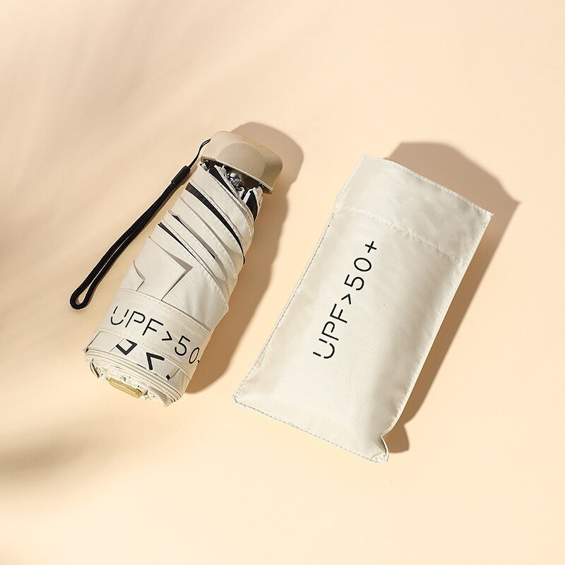 Mini Pocket Paraplu Ultralight Regen Parasol Meisjes Anti Uv Draagbare Opvouwbare Paraplu Parasol Voor Enkele Hand Gebruik: white