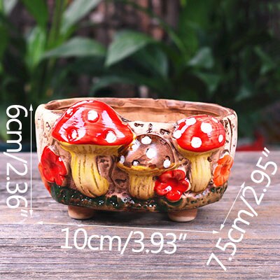 Strongwell Home Decoration Planter Mushroom Stoneware Succulent Flower Pot Living Room Decoration Planter Vintage Handicrafts: 5