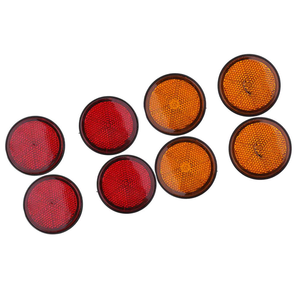 4Pairs Motorcycle Round Reflector 2 Inch Stud Mounted Amber Red &amp; Orange