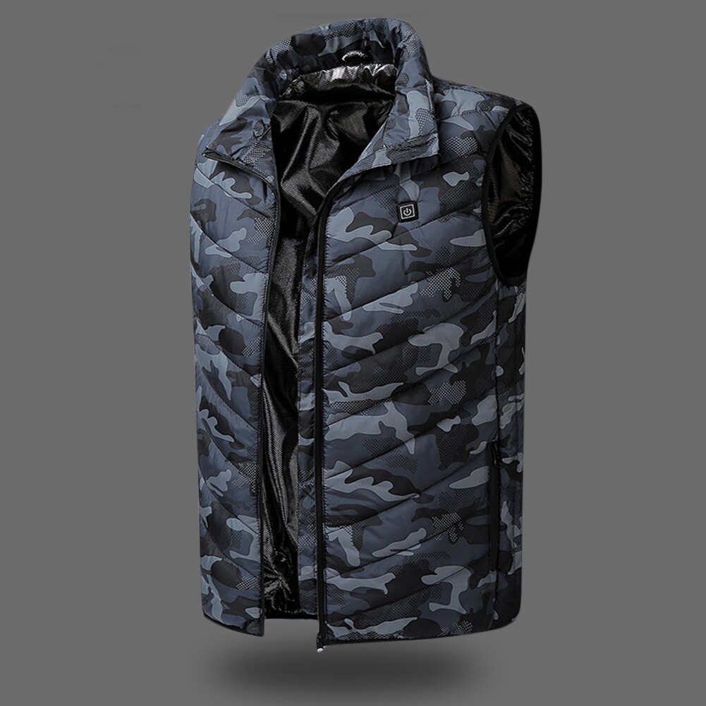 Smart Heated Jacket Men Intelligent USB Charging Electric Waistcoat Zipper Heating Thermal Vest Winter Warm Clothes: B / L