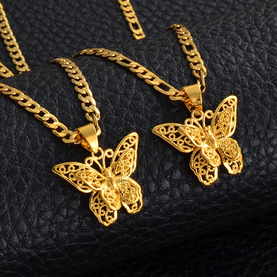 Anniyo Butterfly Necklaces Women Gold Color Butterfly Pendant Jewelry Foot Chain African Arab and Middle Eastern #006209C