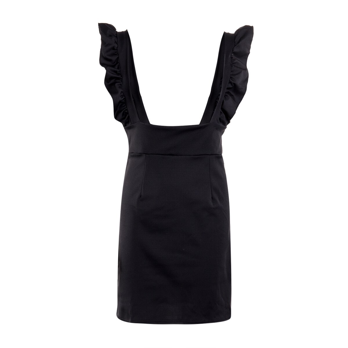 Mini robe moulante à volants pour femme, tenue de fête, à la , à carreaux, en dents de chien, taille haute, Slim, , décontracté: Black / M