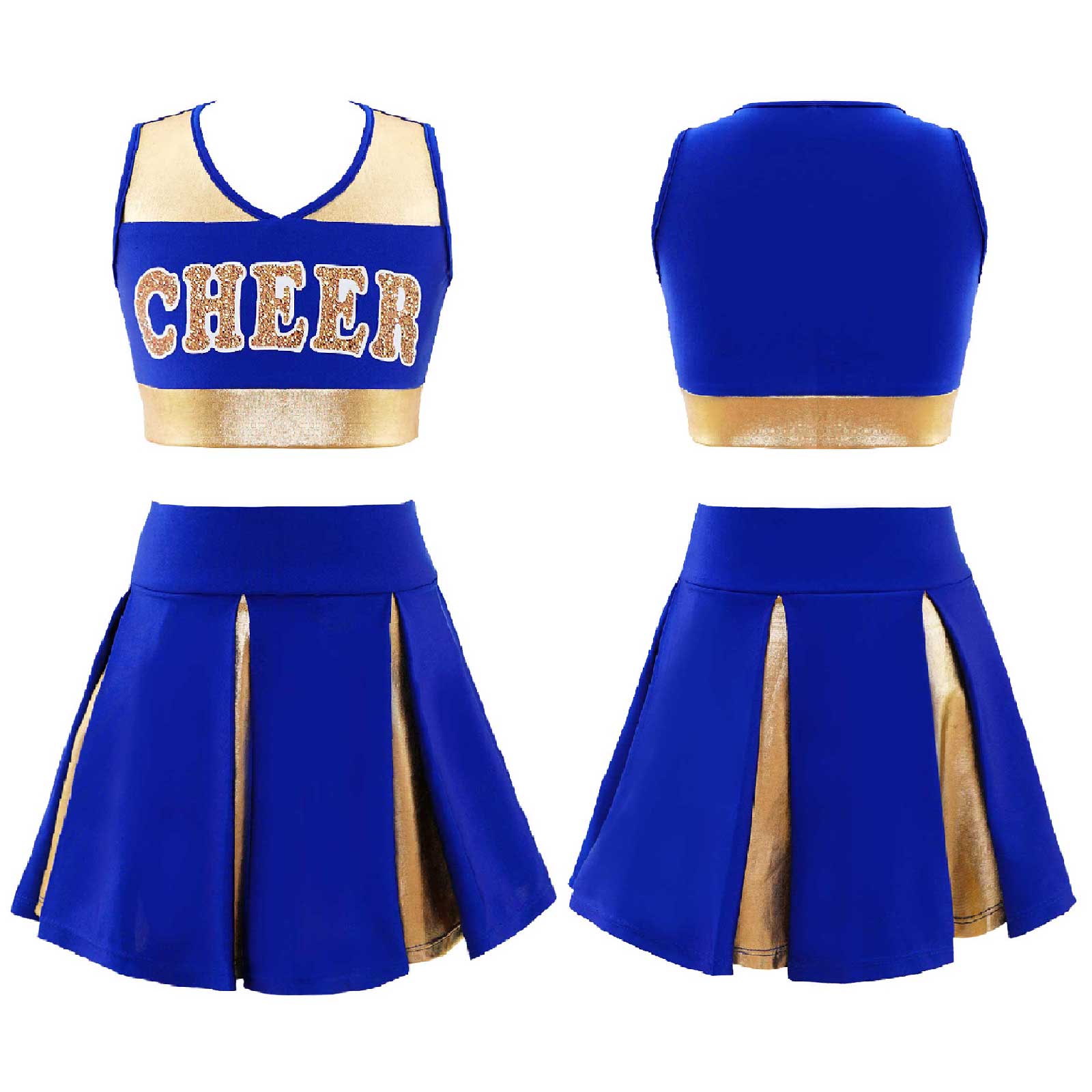 Kids Meisjes Cheerleading Suits Meisjes Dans Kleding Patchwork Stijl Brief Afdrukken Crop Top Met Elastische Tailleband Rok Meisjes