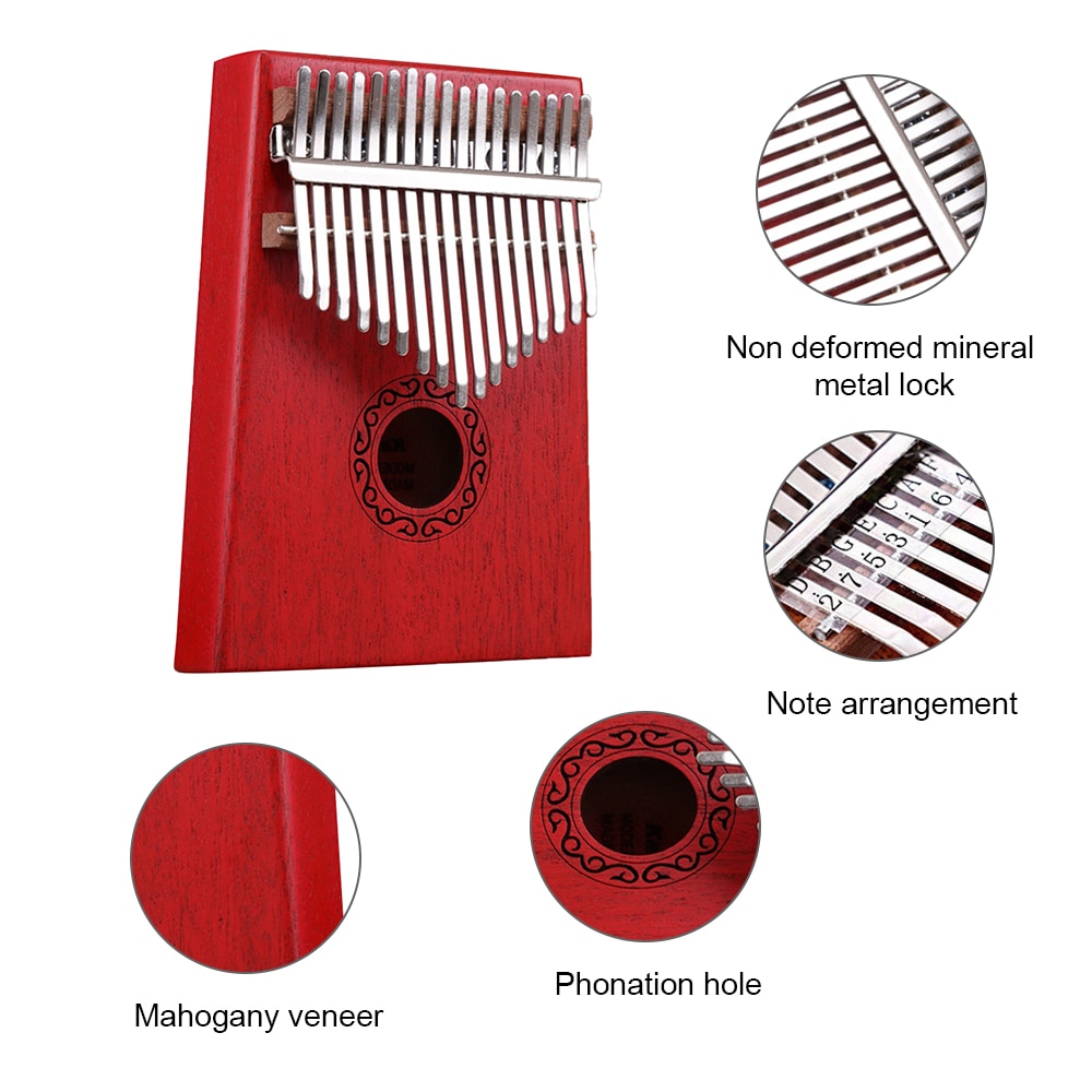 Kalimba 17-key Thumb Piano Mahogany Musical Instrument Mbira Kalimba Hammer Sticker Kit Children Upright Piano Kalimba 17 Key /