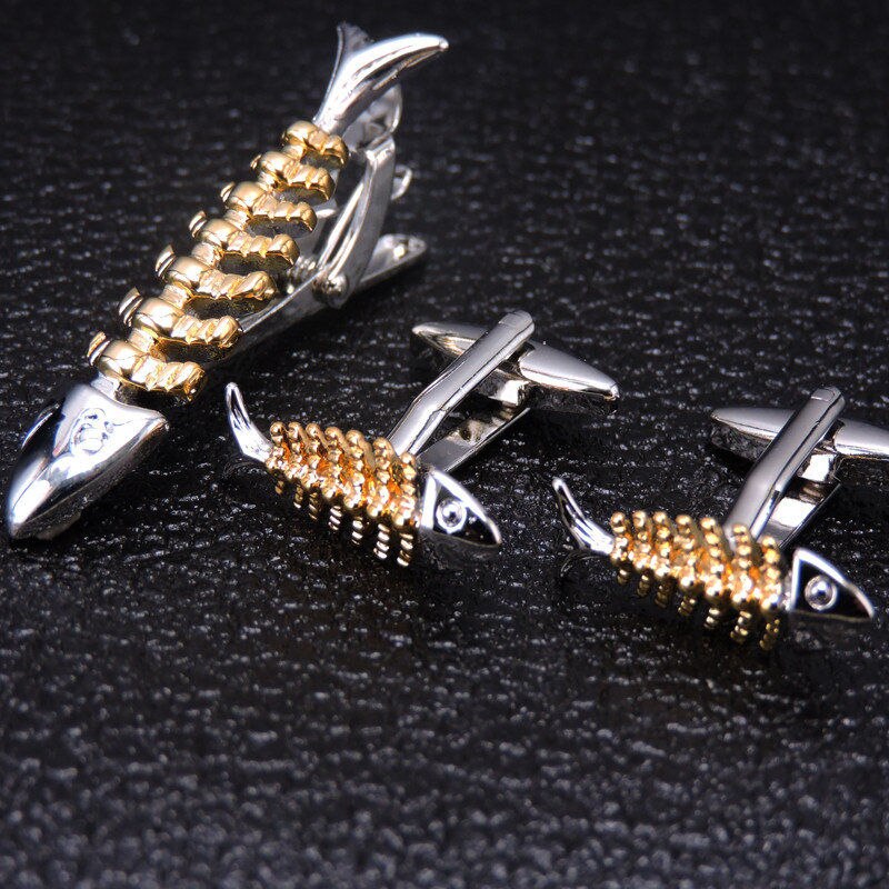 Novelty Cuff links necktie clip for tie pin for men's Hand engraving tie bars cufflinks tie clip set Jewelry: 14