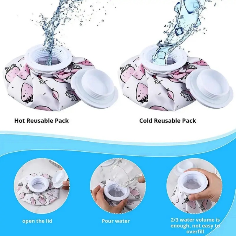 Paquete de hielo de tela de dibujos animados, bolsa de hielo portátil plegable con compresa fría y , bolsa de terapia de enfriamiento físico, paquete de hielo de inyección de agua