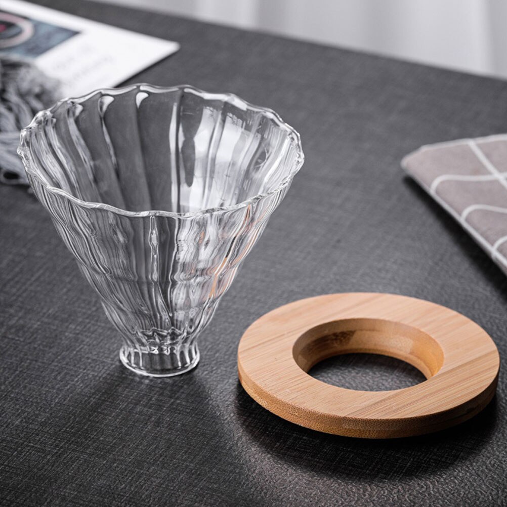 1 Set Stripe Glass Coffee Dripper Coffee Drip Filters Cup Tea Slag Funnel