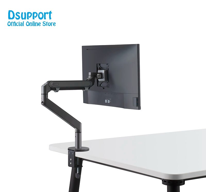 Monitor Holder Desk Stand Height Adjustable Aluminum Single Arm Gas Spring TV Mount Fits Up to 32" LCD Monitor Screen OZ-1: Dark Grey