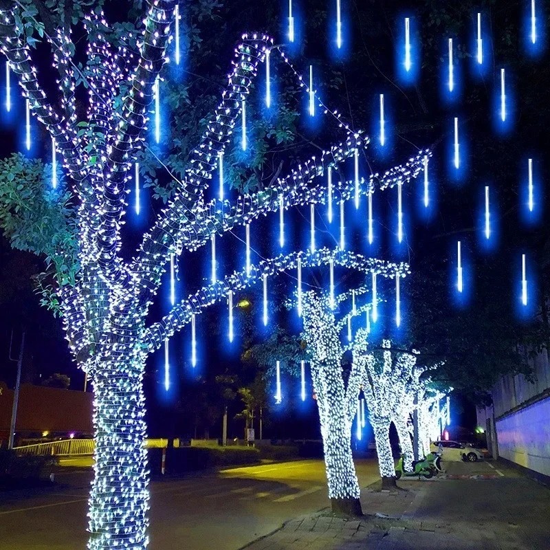30/50cm 8 tubos lluvia de meteoros luces LED de cadena decoraciones para árboles de Navidad guirnalda de calle para decoración Navidad Año Navidad