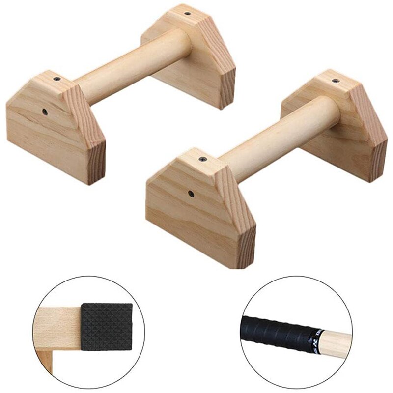 1 Paar Houten Push-Ups Dubbele Stang Stand Gymnastiek Gymnastiek Handstand Bar Fitness Oefening Gereedschap Training Gear Apparatuur