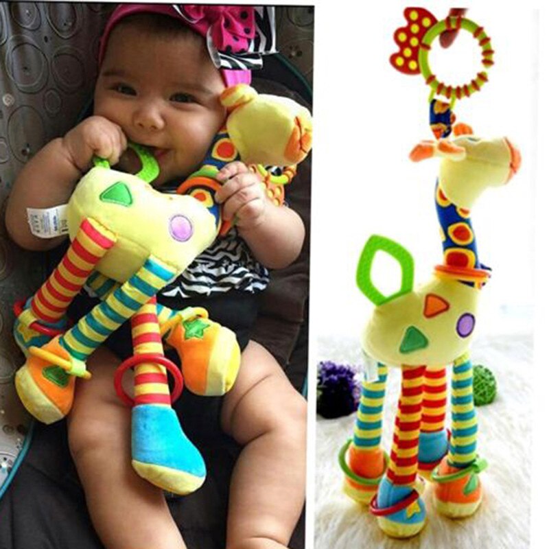 Baby legetøj krybbe kofanger newbron klud bog spædbarn rasler viden omkring multi-touch farverig sengekofanger baby legetøj 0-12 måneder: Giraf