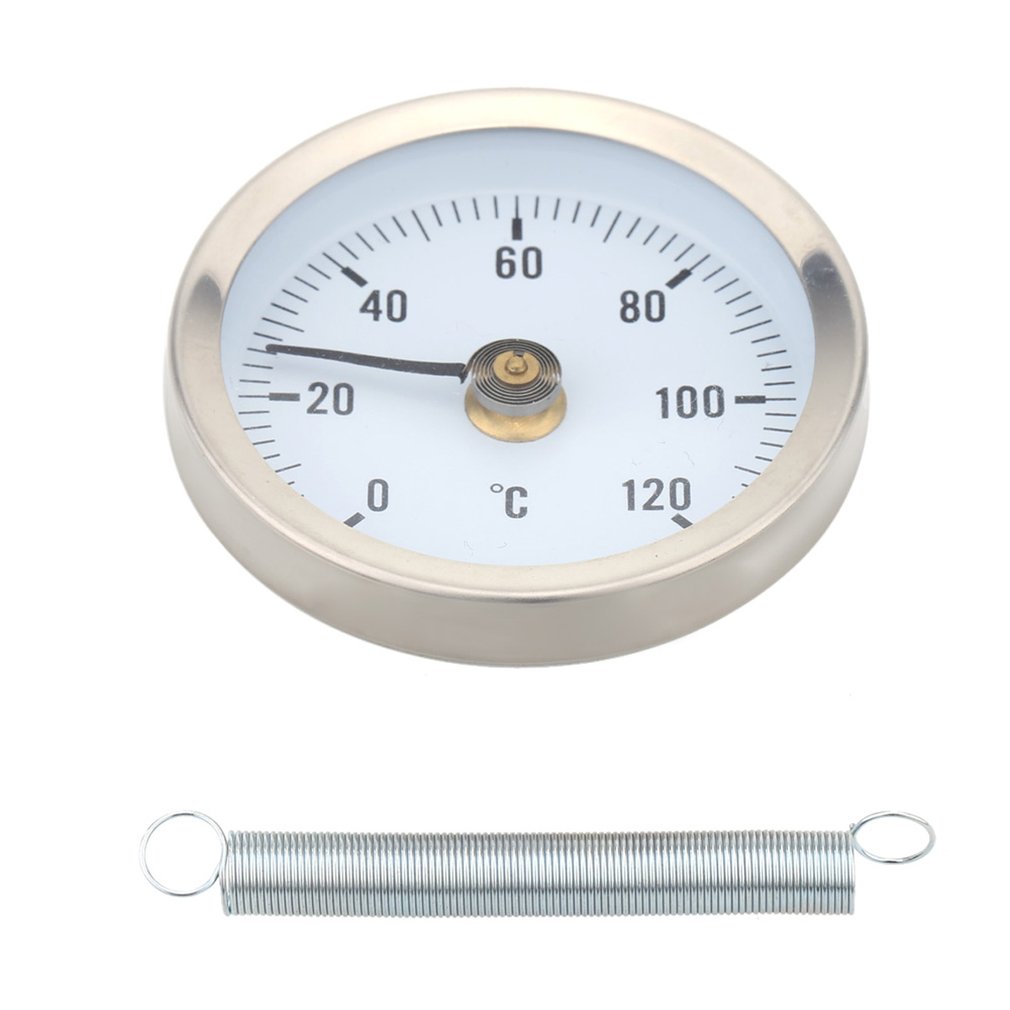 TS-W50A Thermometer Water Pipe Thermometer Bimetal Stainless Steel Surface Pipe Clip-on Temperature Gauge