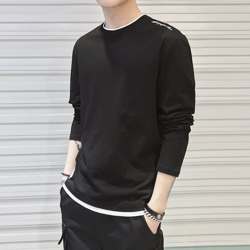 T-shirt manches longues col rond pour homme, Streetwear, décontracté et surdimensionné, en coton, à la , 3XL