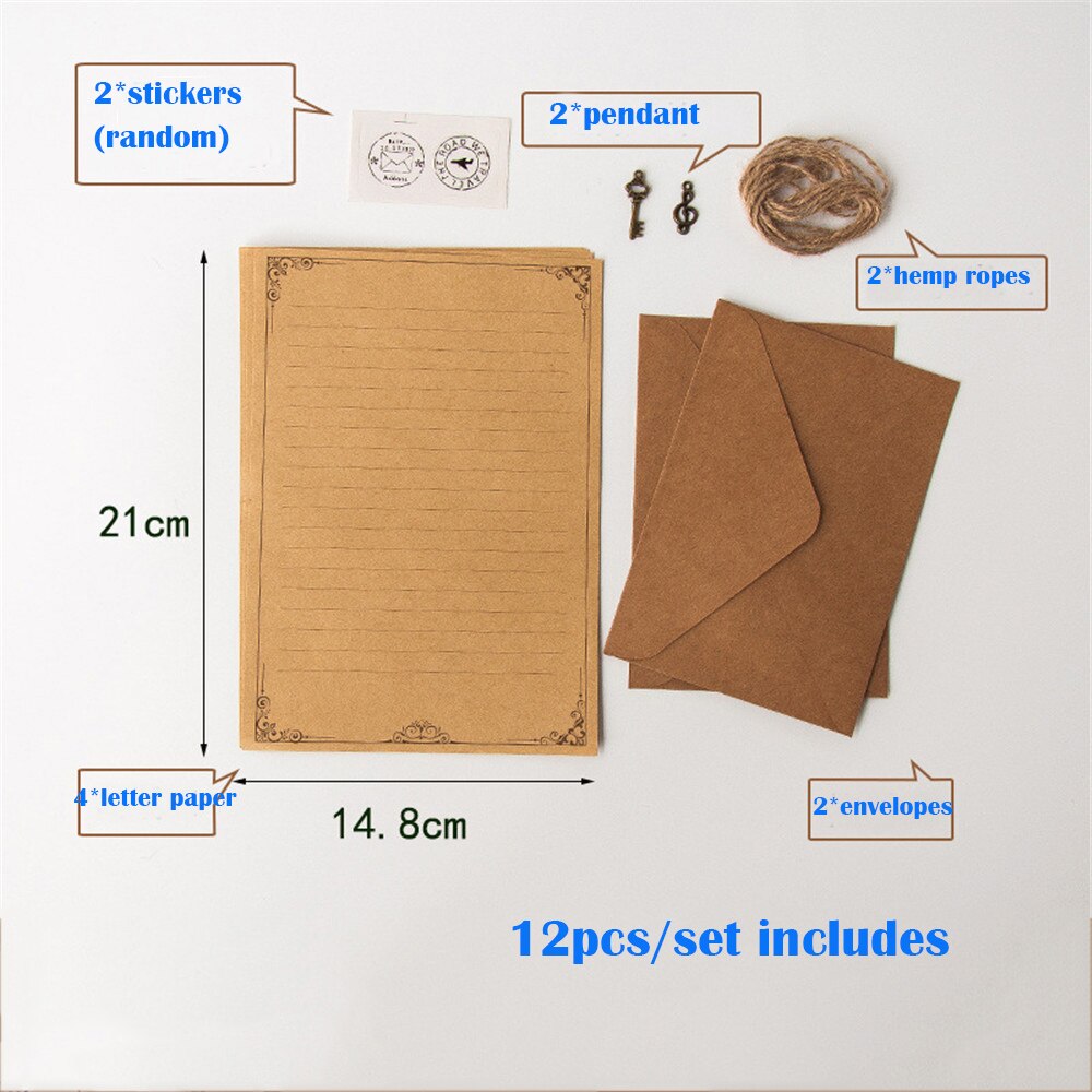 Vintage voimapaperi kirjekuoret kirjepaperisetti tarroilla retro kirjoituslehtiö kutsut toimistotarvikkeet paperitavarat: B