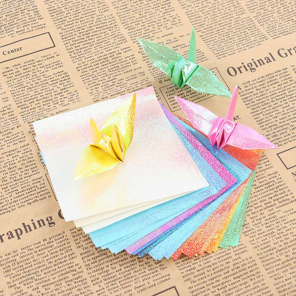 50pc 10cm Origami Shining Paper Glitter Craft DIY Material Bird Animal Star Boat Folding Origami Paper Sparkling Glitter Paper