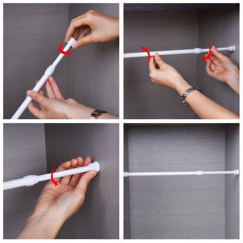 Style Extendable Telescopic Spring Loaded Net Voile Tension Curtain Rail Rods USA SHIP