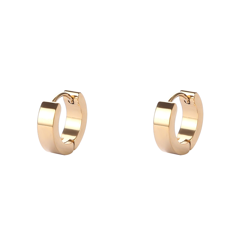 Joyería clásica de acero inoxidable para hombre y mujer, aretes de Metal resistentes al agua, en forma de C, estilo de las cuatro estaciones, estilo Hip-Hop, Rock: Rodio plateado