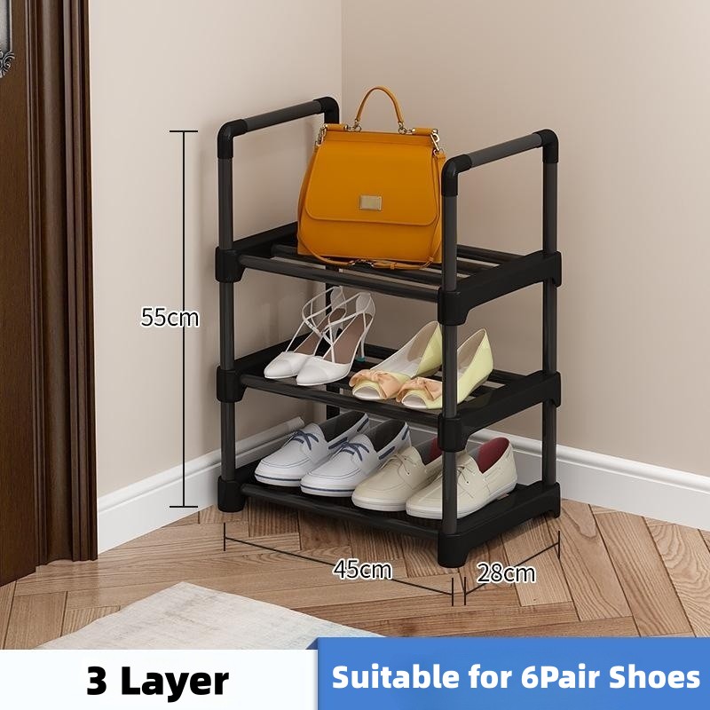 Multi-Layer Simple Shoe Rack Diy Assembled Footwear Living Room Space Saving Shoes Organizer Stand Holder Black Shoecase Shelf: Mixed Color