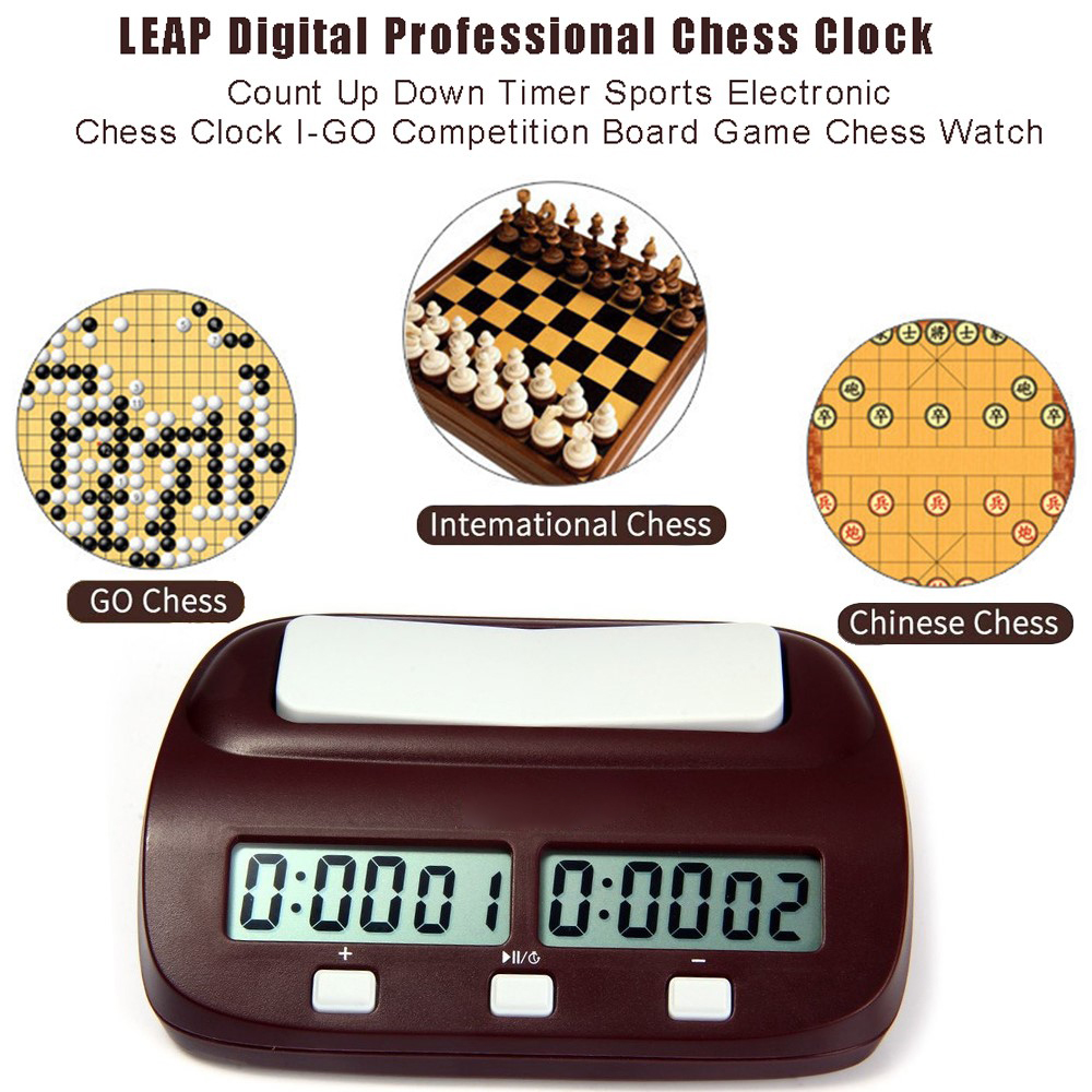 LEAP – Pendule d&#39;échecs numérique professionnelle portable pour compétition,accessoire chronomètre avec arrêt et alarme électronique pour mesure de la durée d&#39;une partie, horloge bissextile,