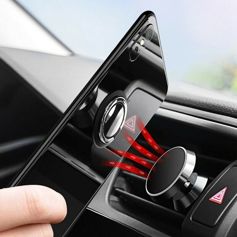 Universel beskyttelig bil fingerring telefonholder magnetisk metalgreb 360 drejelig mobiltelefon stativbeslag biltilbehør