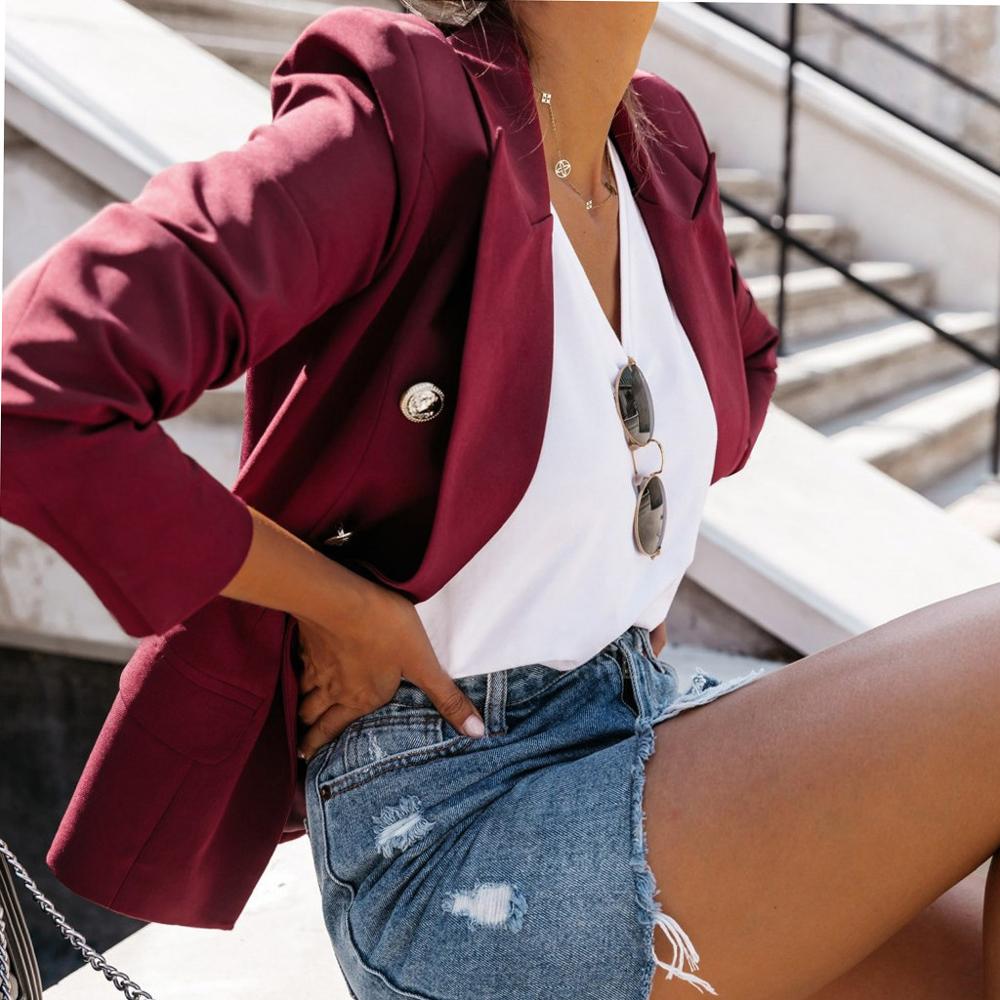 mujeres Blazers y chaquetas Otoño Invierno oficina trabajo de dama Blazer traje ajustado Casual abrigo chaquetas de mujer 3xl