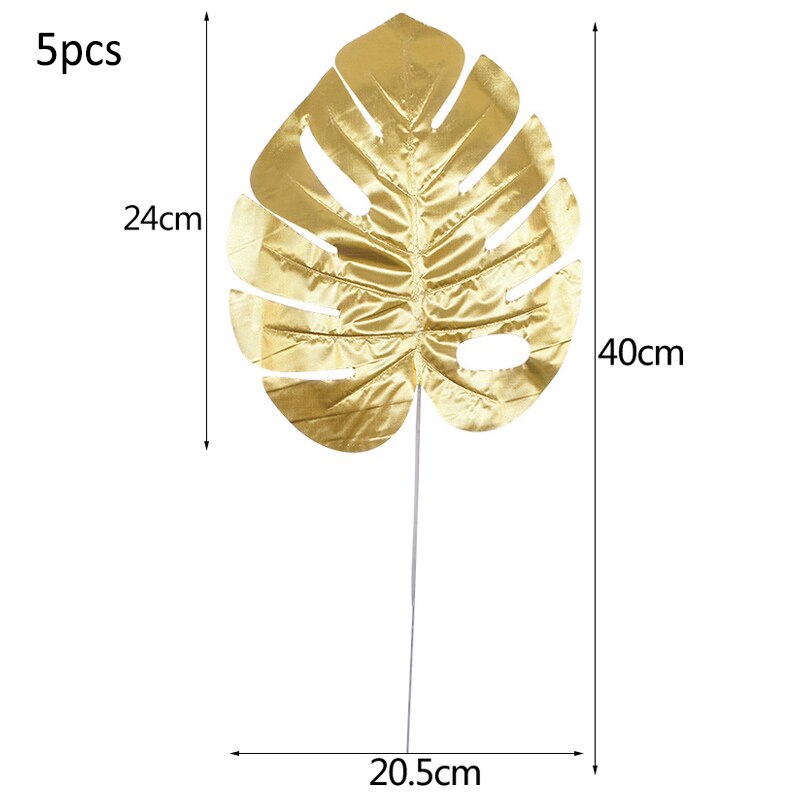 5 stk kunstig guldskildpadde tilbage blad spredt hale blad diy bryllupsindretning til hjemmet julefest kunstige palme blade: B03