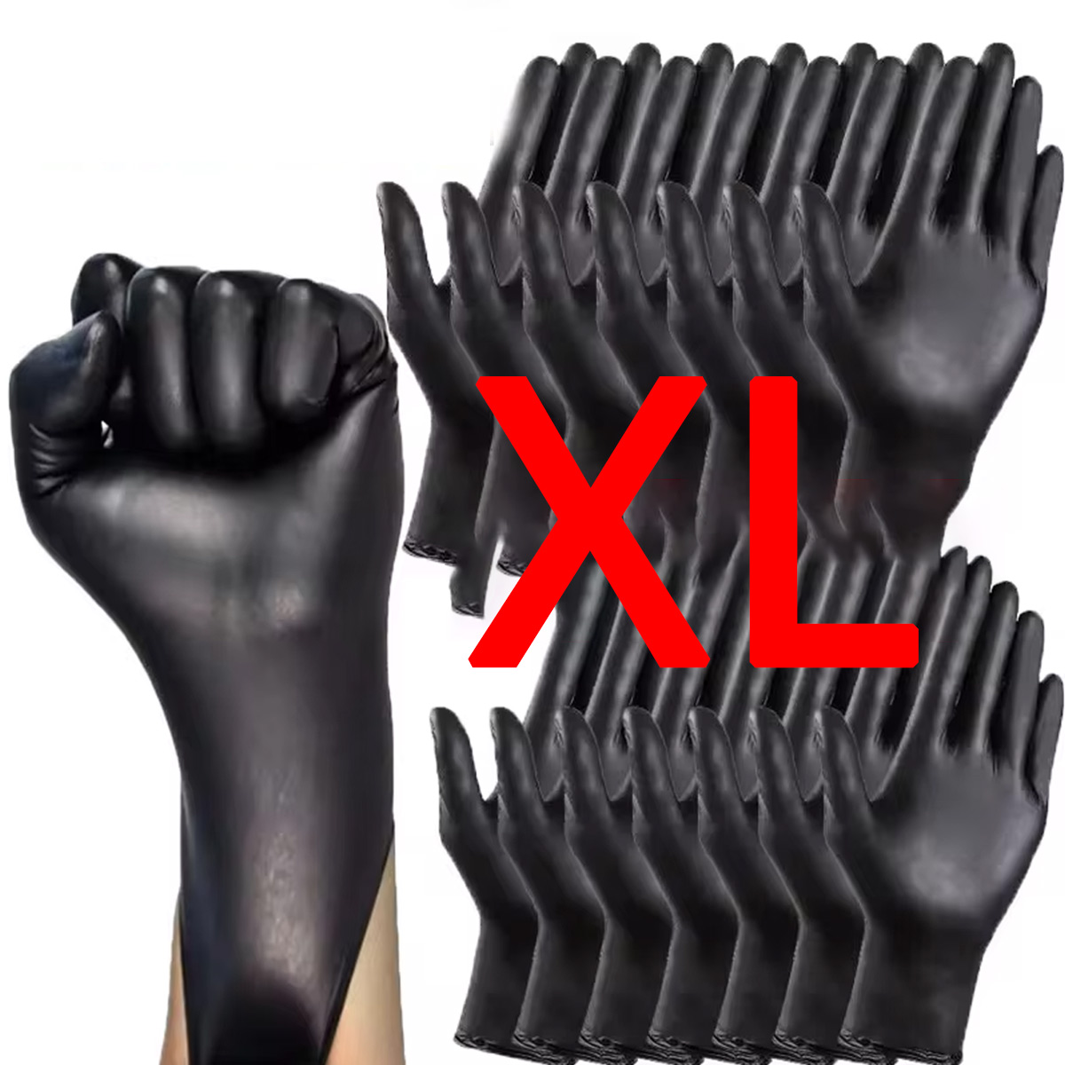 Guantes desechables de nitrilo negro, herramientas de cocina para el hogar, lavado de coches, guantes de trabajo de limpieza del hogar: Talla única / Naranja