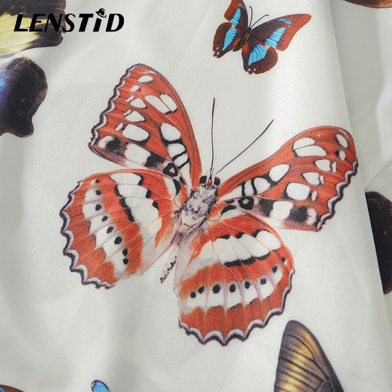 LENSTID Mens Hip Hop Butterfly Printed Hawaiian Shirt Harajuku Streetwear Beach Shirt Summer Short Sleeve Oversize Shirts