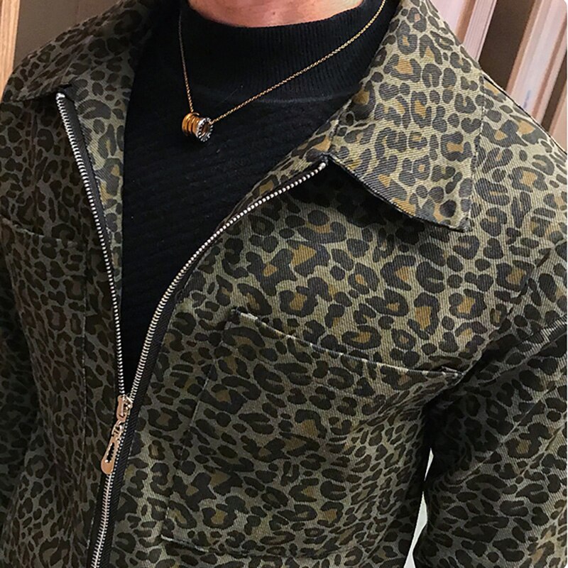 Jaquette automne homme, blouson Bomber imprimé léopard homme, manteau ample, décontracté