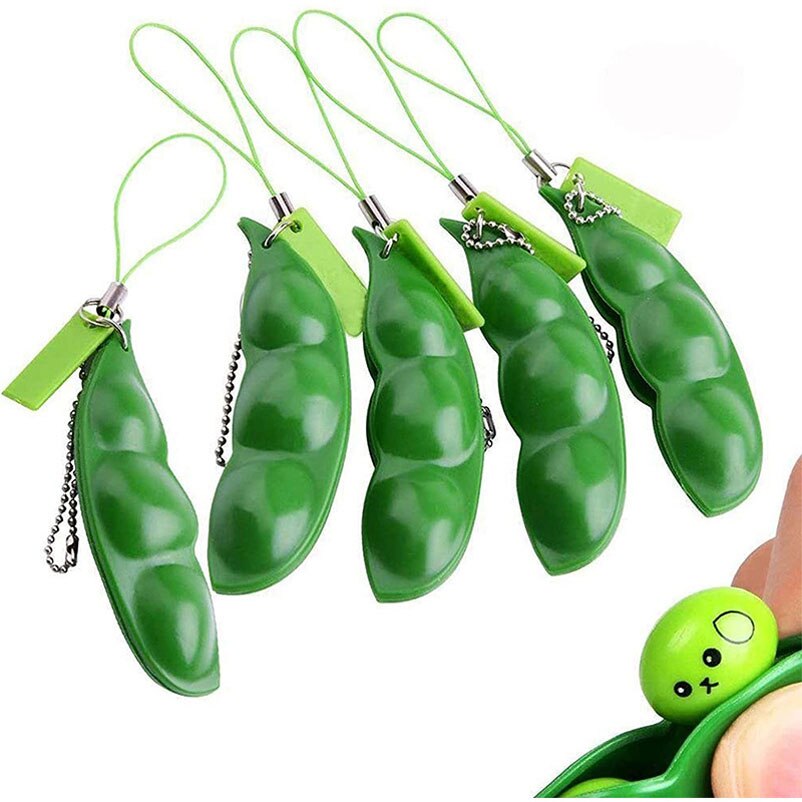 Fidget Toys Decompression Edamame Toys Squishy Squeeze Peanut Peas Beans Keychain Cute Stress Adult Toy Rubber Boys Xmas