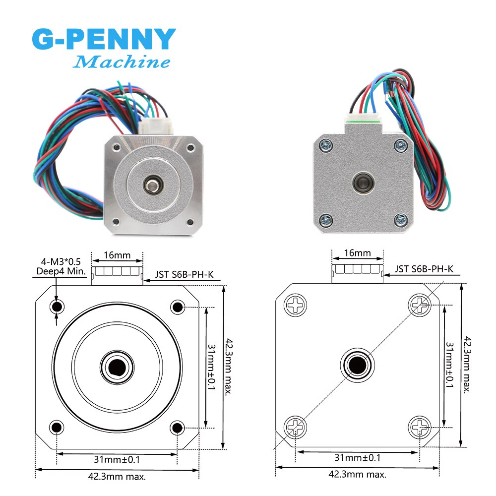 Nema17 Stappenmotor 60Mm Lengte 1.7A 0.73Nm 7.3Kg. Cm 104Oz-in High Torque Nema 17 Stappenmotor 7.3Kg. Cm Voor 3D Printer