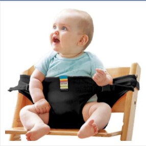 Baby Portable Seat Kids Chair Travel Foldable Washable Infant Dining High Dinning Cover Seat Safety Belt Auxiliary belt: Black
