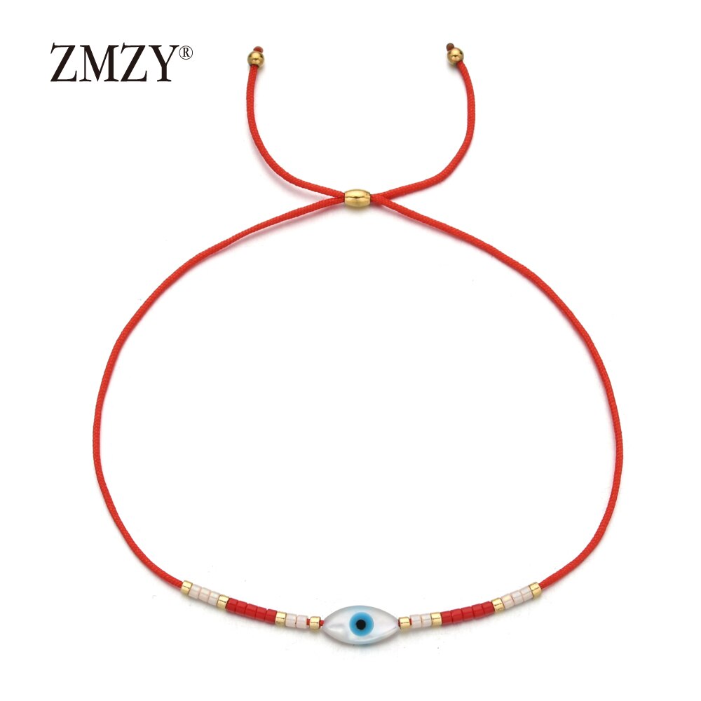 ZMZY – Bracelet en corde bohème turc mauvais œil, perles MIYUKI, breloque en coquillage, Boho Bileklik, de fête, bijoux: 5