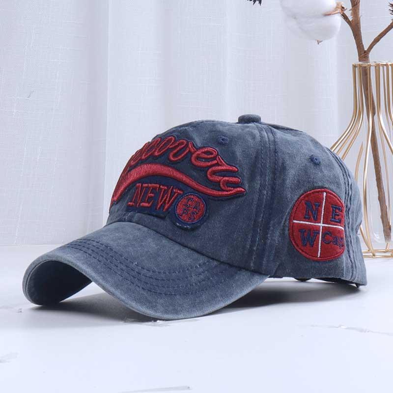 100% gewaschen Denim Baseball Kappe Snapback Hüte Sommer Herbst Hut für Männer Frauen Caps Casquette Hüte Brief Stickerei Gorras: Marineblau