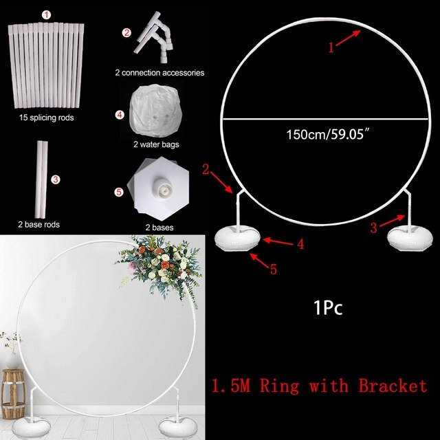 Arche à ballons ronde, support en arc circulaire pour mariage, décoration de fête d&#39;anniversaire, fournitures de réception pour bébé, toile de fond: 150CM-1 With base