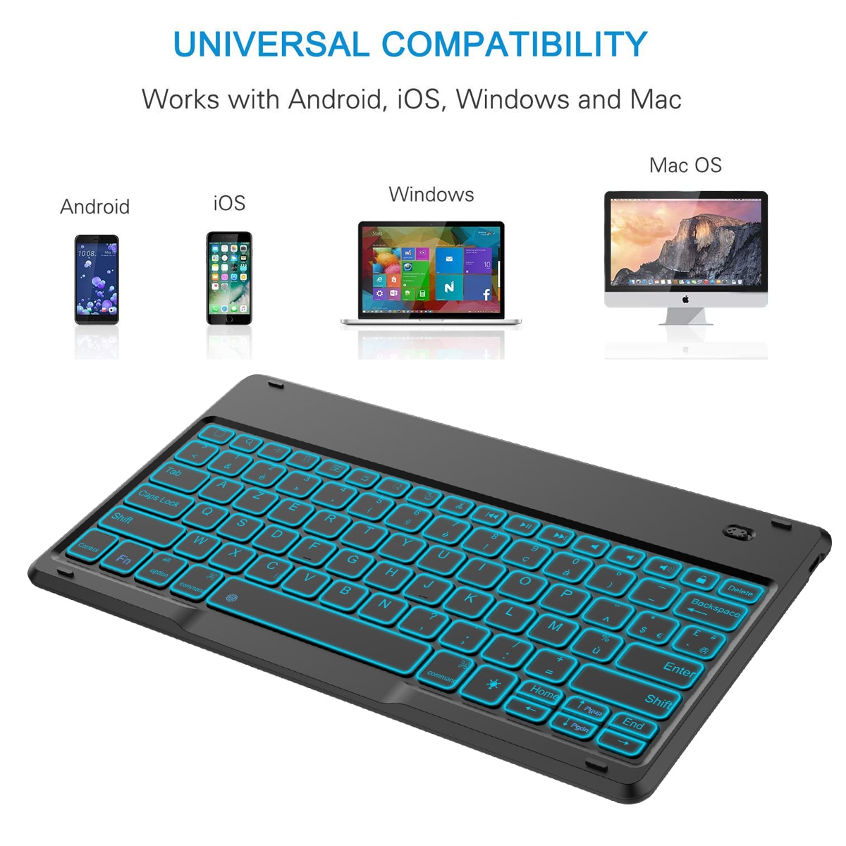 Franskt bluetooth tangentbord trådlös mus combo hemmakontor stationär dator tyst tangenttryckning färg bakgrundsbelyst tangentbord tunna möss set