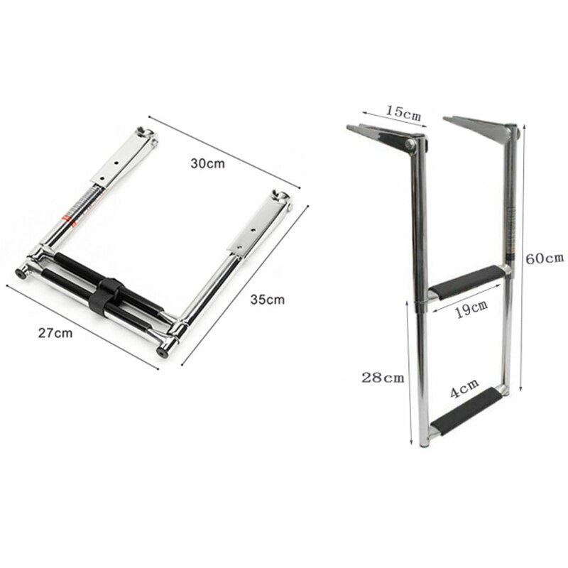 Marine 2 step Telescopic Boat Ladder Stainless Steel Boat Accessories Fit for marine Deck Outboard Swim platform