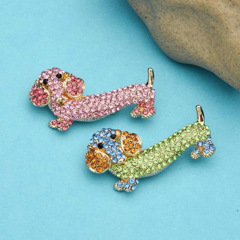 Wuli & bebê espumante strass cão broches para mulher 2-color animais de estimação festa de animais de estimação broche casual presentes