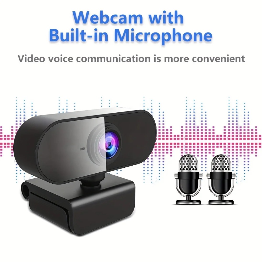Webcam 1080p para pc, câmera usb giratória sem necessidade de drivers com microfone para computador desktop, ideal para videochamadas e conferências.