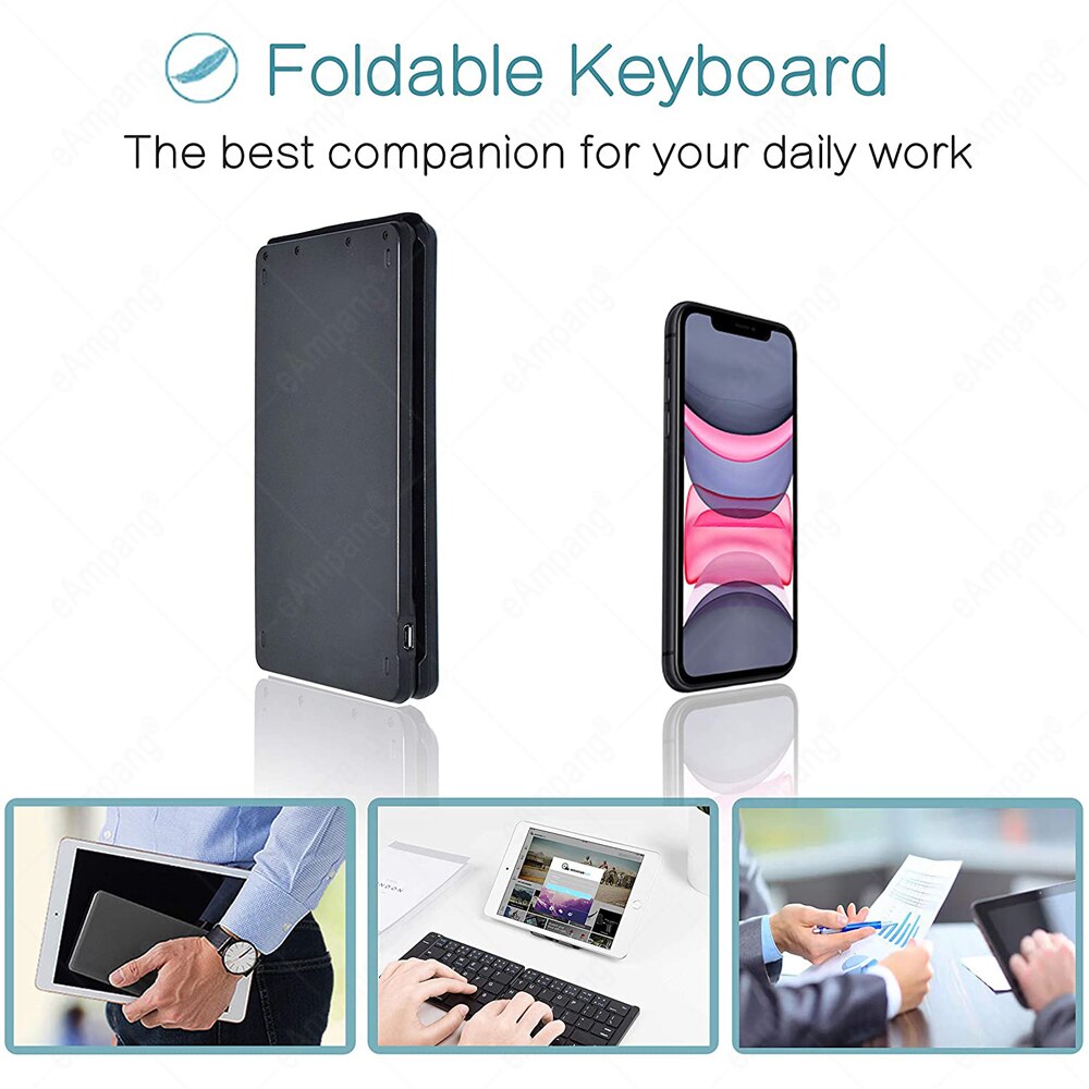 Mini Falten Bluetooth Tastatur Licht Tragbare Drahtlose Tastatur Für Smartphone Mac iOS Fenster Android Tablette Laptop mit Maus