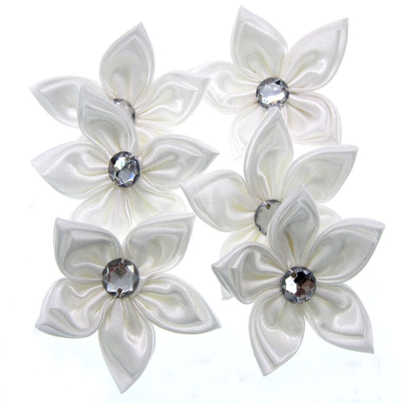 20 Stücke Satin- Blumen Strass Sternförmigen 2 Schichten Applikationen Nähen Haar Bogen Zubehör Handwerk Dekorationen 5,0 cm: Muster 10